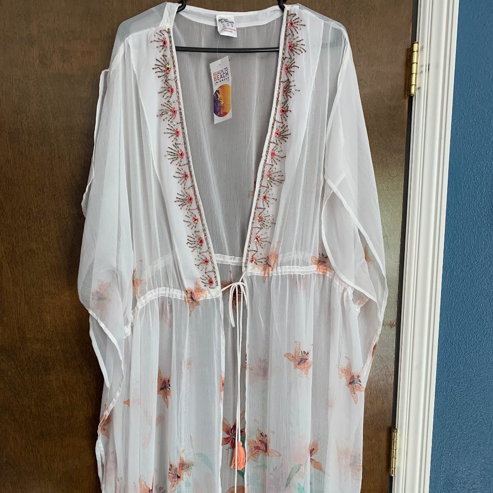 NWT White Sheer Beach Coverup Size 28